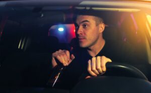 Young drunk driver chased by police while driving under the influence of alcohol