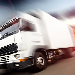 speeding truck on a highway