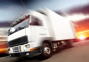 speeding truck on a highway