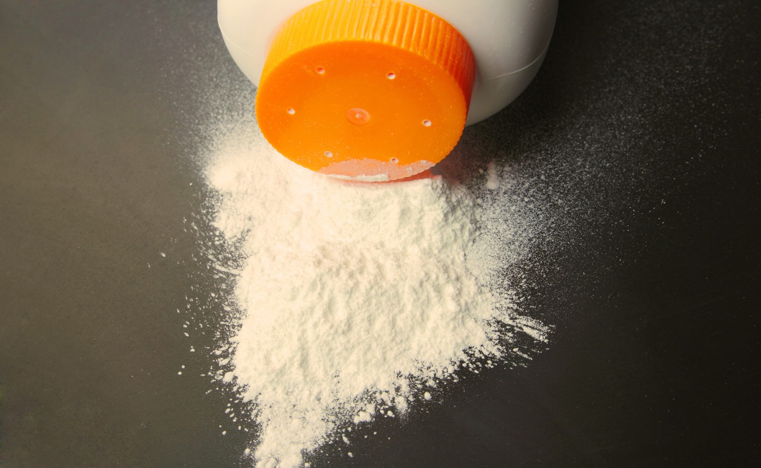 Baby powder and bottle close up shot