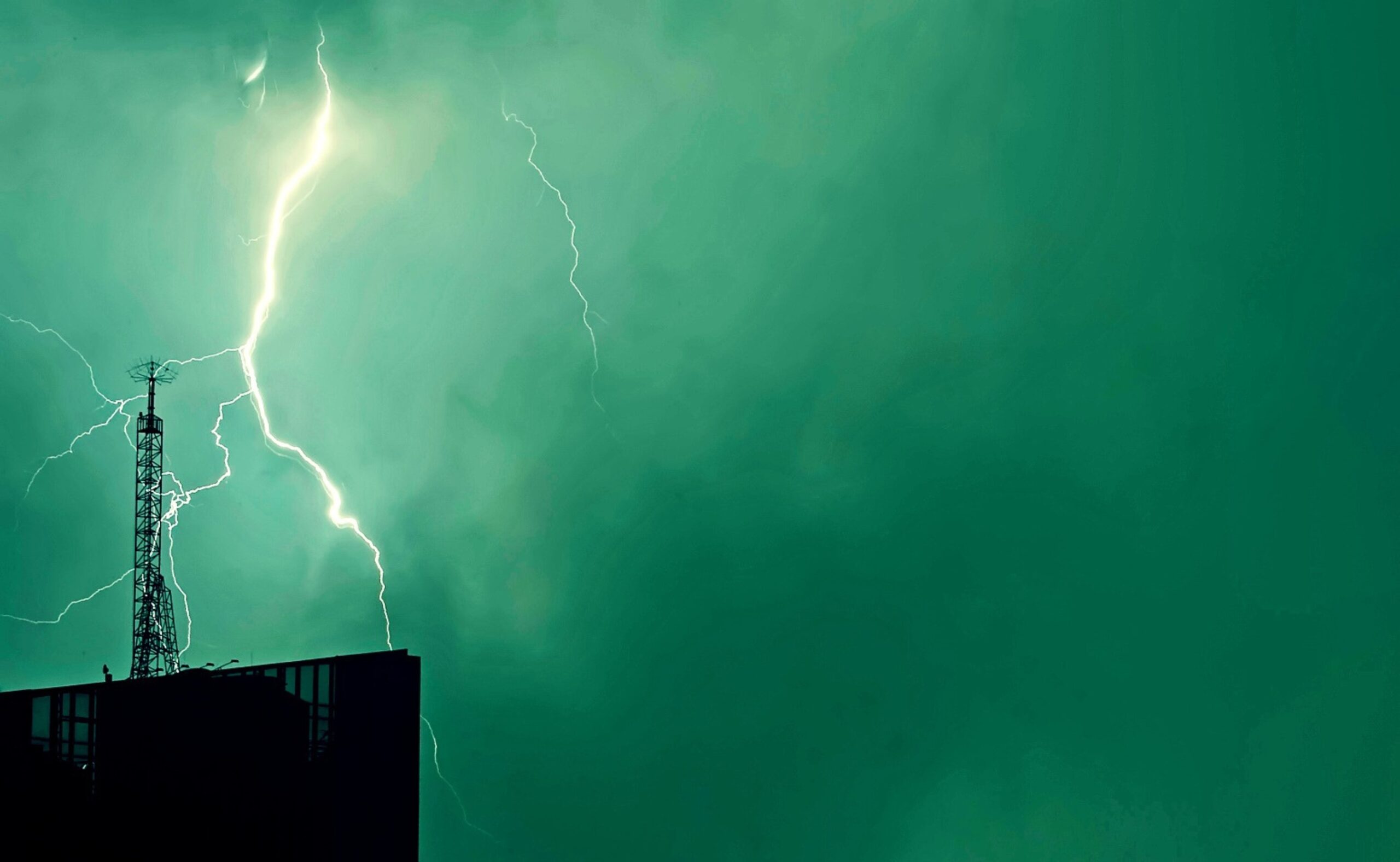 Lightning over building