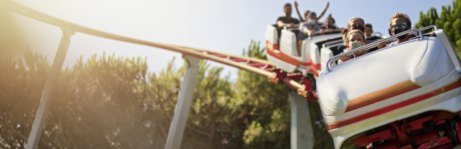 children in a roller coaster