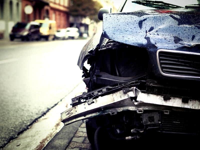 Car crash, selective focus - low-angle view, toned image