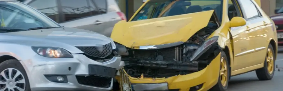 car crash with a taxi cab