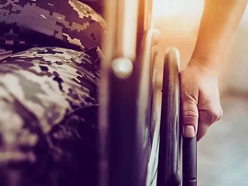 Disabled Soldier In A Wheelchair.