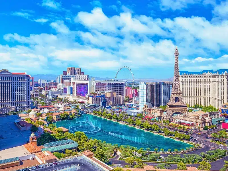 World famous Vegas Strip in Las Vegas, Nevada. injured on a trip to Vegas