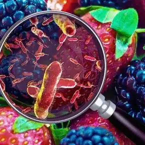 Contaminated food concept and tainted meal poisoning symbol resulting in illness due to bacteria.