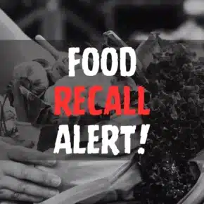 Food Recall Alert text overlay on image of hands holding a basket of fresh vegetables.