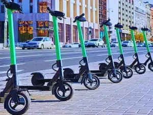 Scooter rental background. Electric scooters for rental. Las Vegas E-Scooter Accident