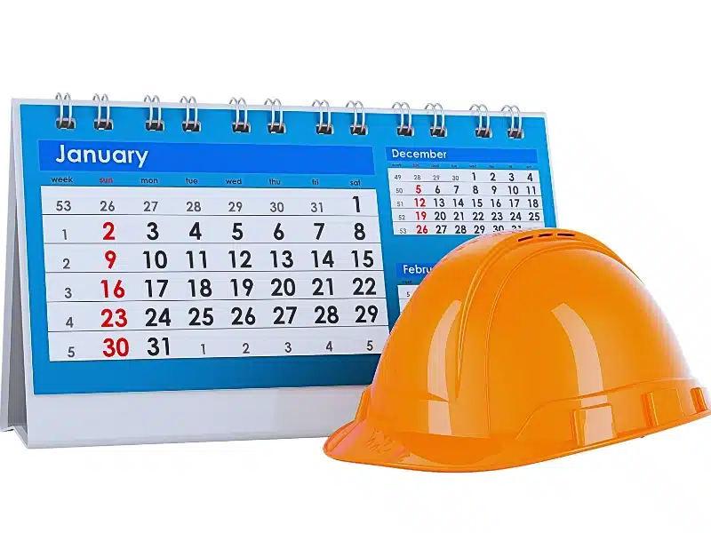 a desk calendar opened to January, with dates clearly marked from Sunday the 1st to Tuesday the 31st. Report a Workplace Injury